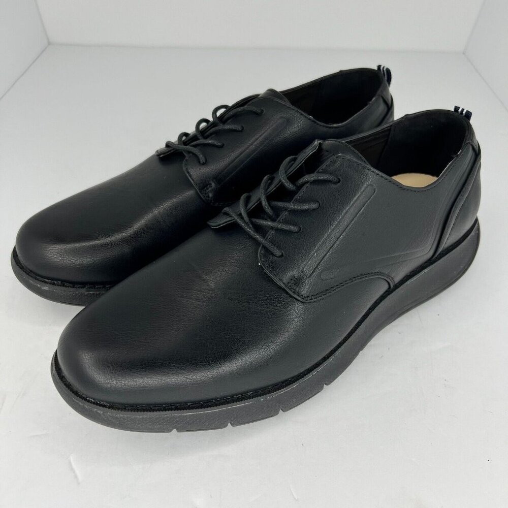 Nautica Mens Ajax Black LowTop LaceUp Man Made Leather  Size 10 Oxford Shoes